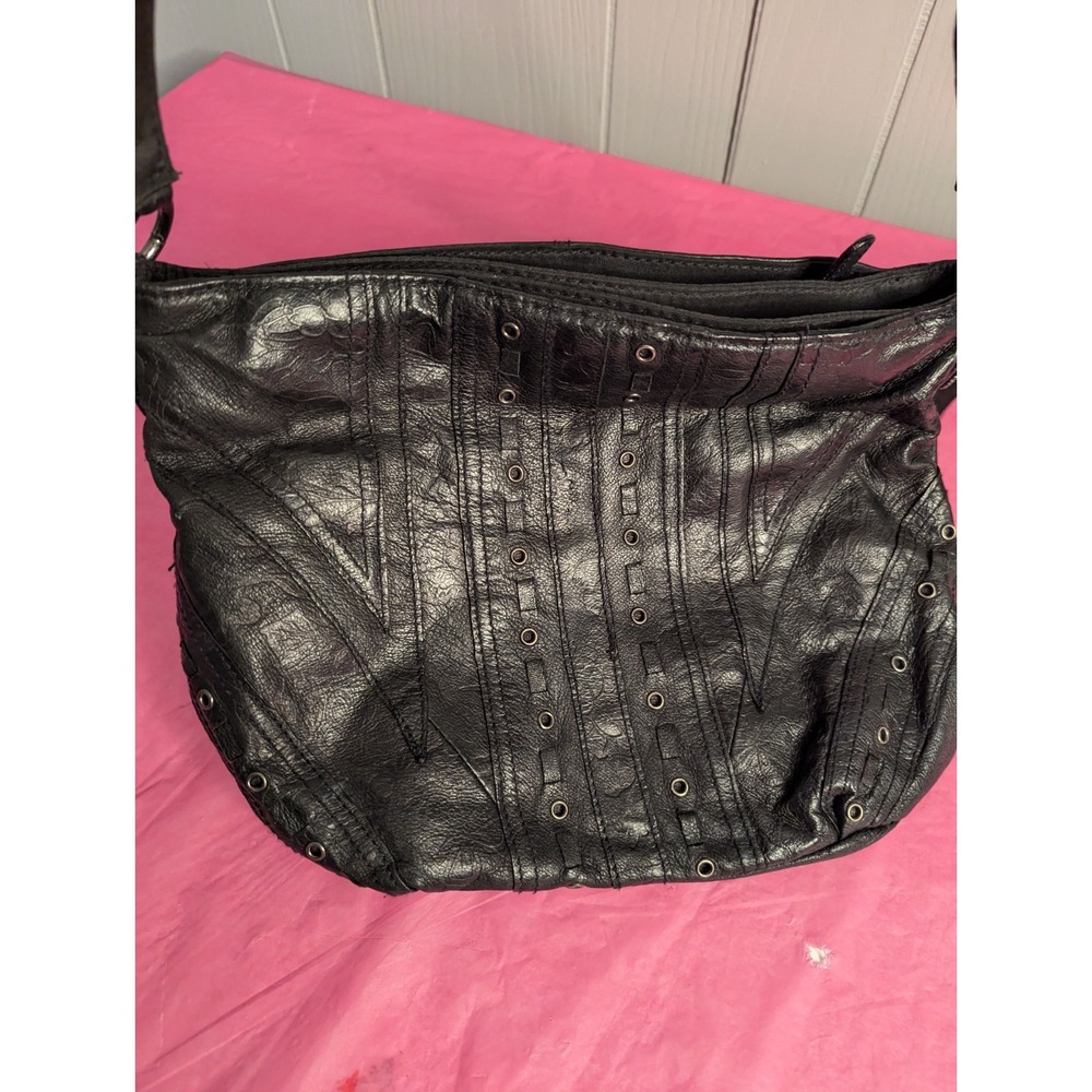 Vintage‎ Cabin Creek black hobo style handbag purse shoulder bag embelishments